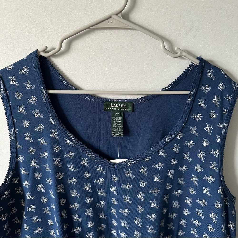 Lauren Ralph Lauren NWT Navy Blue Lace Floral Tank Top Set (2) Size 2X Y2K - Picture 11 of 14